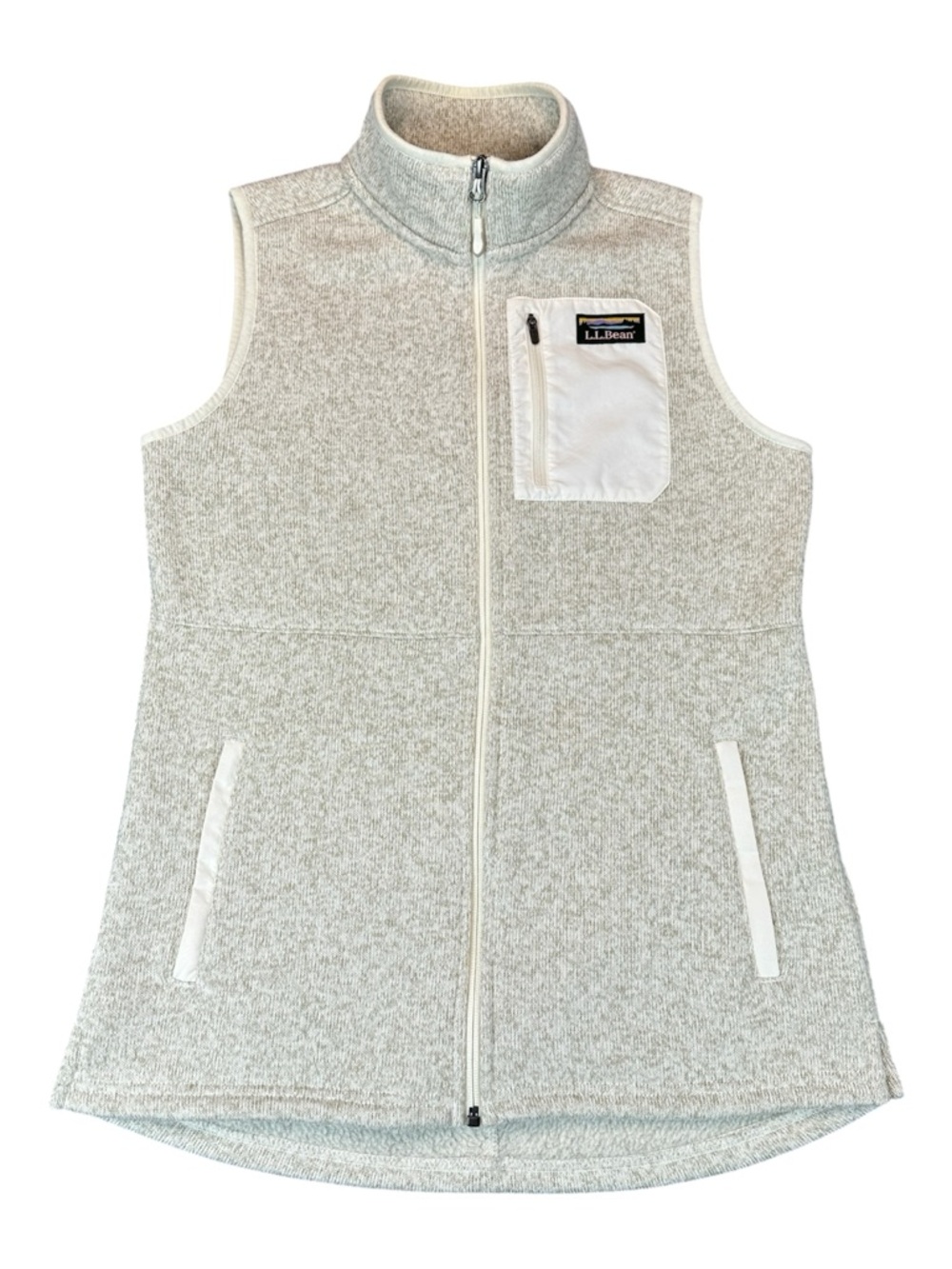 L.L.Bean Sweater Fleece Long Vest Women’s XS Sailcloth Full Zip Pockets Outdoor